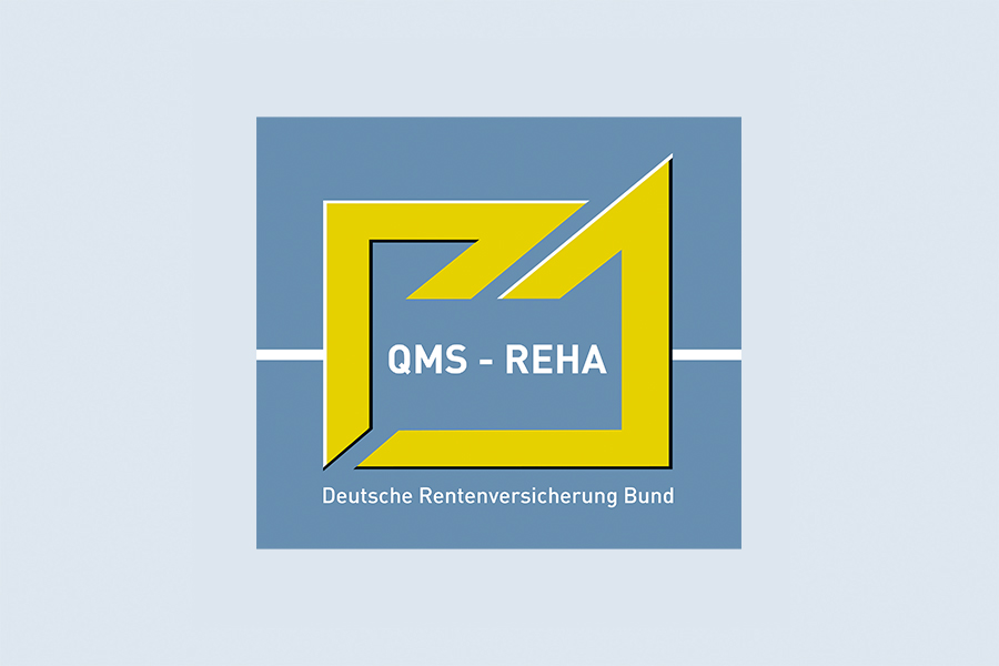 Ein Bild des QMS-Reha-Siegels. Ein Bild des QMS-Reha-Siegels.