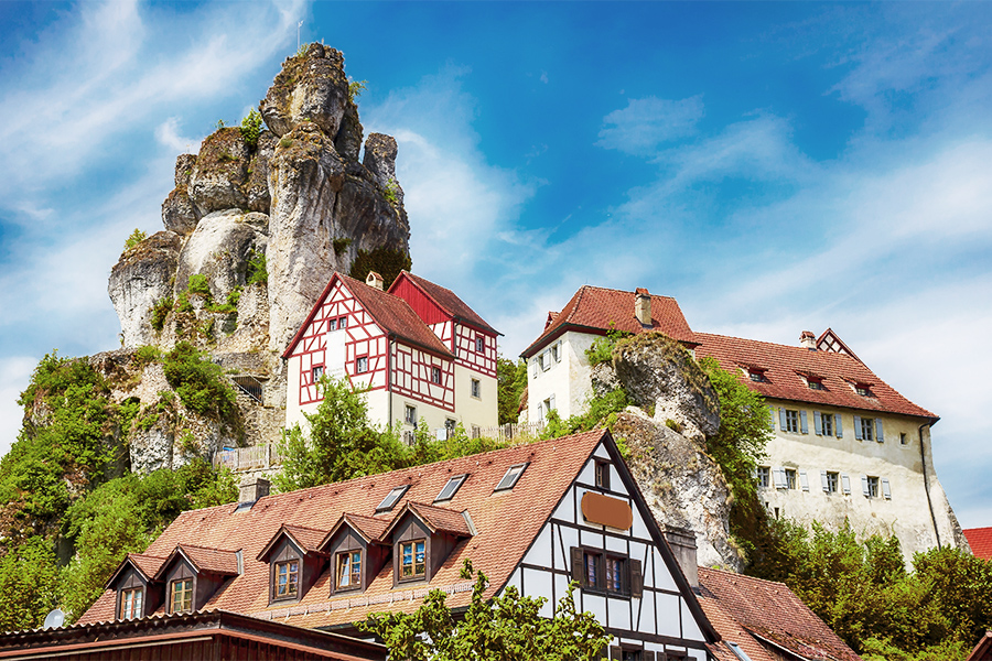 Felsendorf Tüchersfeld in der Fränkischen Schweiz.